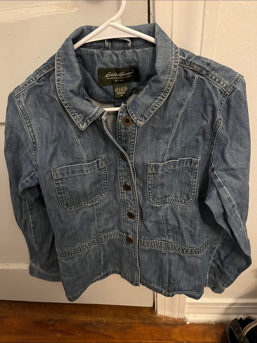 Eddie Bauer Faded Blue Denim Button-Up Jacket